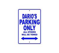 Barfurnishing Dario'S Parking Only All Others Will Be Towed Hazard Aluminum Road Sign Wall Decoration Funny Vintage Metal Sign Poster 8X12 Inches