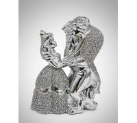 Bargain Brooz Beautiful Crushed Diamond Large Beauty and the Beast Silver Ceramic Ornament | Luxury Crystal Home Decor Gift(BB-18)