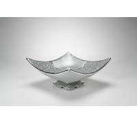Bargain Brooz Ceramic Diamond Fruit Bowl Tray Romany Wide Crushed Bling Centrepiece Silver (BB-201)