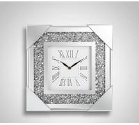 Bargain Brooz Mirrored Crushed Diamond Silver Modern Wall Clock | Sparkly Crystal Filled Luxury Home Decor | 35 × 35 cm