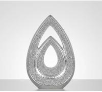 Bargain Brooz Silver Double Teardrop Ornament | Crushed Diamante Bling Decorative Sculpture(BB-298)