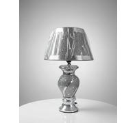 Bargain Brooz Silver Glitter Crushed Diamond Table Lamp with Spiral Shade | Luxury Crystal Bedside Lamp for Bedroom & Living Room Decor(BB-80)