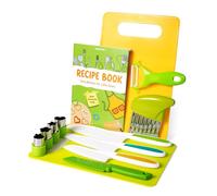 Bargain Browser 13 PCS Kids Knife Set for Chopping & Free Recipe Book (Banana Penguin, Watermelon Fries, Puff Pizza), Kids Safe Knives with Crinkle Cutter/Chopping Board/Cookie Cutter, Kids Toys