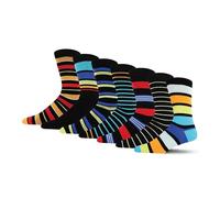BARGAIN BUNDLE Bamboo Patterned Crew Socks for Men - Size 7-11 - Multipack, 7 Pairs (Stripes Black)