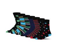 BARGAIN BUNDLE Mens Bamboo Patterned Crew Socks (7 Pairs Multipack) - Super Soft Moisture-Wicking, Antibacterial & Breathable. Patterned, Spots & Stripes, Bright and Colourful. Men's UK Size 7-11