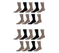 BARGAIN BUNDLE Mens Cotton Crew Socks - Soft Breathable Moisture Wicking Cushioned Durable Reinforced Heel and Toe Comfortable Everyday Work, 18 Pair Pack UK 7-11 Beige/Brown