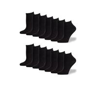 BARGAIN BUNDLE Womens Bamboo Ankle Socks - Soft Silky Black and White Breathable Moisture Wicking Lightweight Comfortable Everyday Fit for Running Walking Gym, 14 Pair Pack UK 4-8 Black