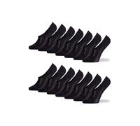 BARGAIN BUNDLE Womens No Show Shoe Liner Socks - Low Cut Invisible Non Slip Silicone Grip Breathable Mesh Lightweight Comfortable Everyday Fit for Loafers Trainers Flats, 14 Pair Pack UK 4-8 Black