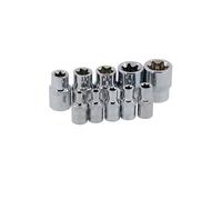 Bargain Crown 10pc 1/4in & 3/8in Drive E-Star Socket Set | Female Torx E Sockets | Chrome Vanadium | On Socket Rail