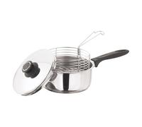 Bargain Crown 20cm Stainless Steel Chip Pan with Basket & Lid - Deep Frying Pan for Crispy Chips, French Fries & More - Induction Compatible, Non-Stick, Multi-Purpose Fryer & Saucepan for Kitchen