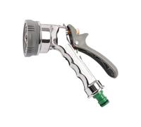 Bargain Crown Heavy Duty 6 Function Metal Garden Hose Spray Gun - Chrome Water Sprayer with 6 Spray Patterns - Multi-Purpose Hosepipe Nozzle for Garden, Lawns, Car Washing, Patio Cleaning & More