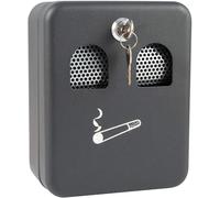 Bargain Crown Wall Mounted Ash Bin - Outdoor Ashtray for Pubs, Gardens, Offices & Smoking Areas - Black Metal Cigarette Disposal Box with Lock & 2 Keys - 16 x 9 x 20cm