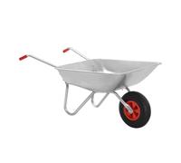 BARGAIN FACTORY 65L Wheelbarrow Cart Galvanised with Pneumatic Tyre for Home & Garden, Heavy Duty, Load upto 100kg, Silver