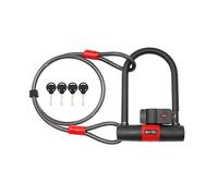 BARGAIN FACTORY Bike Lock, U Lock 18mm Extra Heavy Duty, with 4 Keys, 1.2m Long Cable, Mounting Bracket and Key, for Road Bike, Electric Bike, Mountain Bike