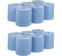 Bargain Factory Blue CENTREFEED Rolls 2 PLY 12 Pack Paper Towels Hand Towel Tissue Premium Quality Wall Mounted Lockable Rolls 100m