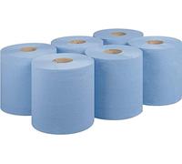 Bargain Factory Blue CENTREFEED Rolls 2 PLY 6 Pack Paper Towels Hand Towel Tissue Premium Quality Wall Mounted Lockable Rolls 100m