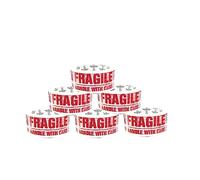 BARGAIN FACTORY Fragile Tape 6 Rolls 48mm x 66m - Heavy Duty Adhesive Tapes Roll for Packing and Shipping - Ideal as Fragile Tape Roll, Packing Tape (Pack of 6)