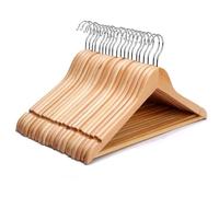 BARGAIN FACTORY Hangers - Strong Natural Wooden