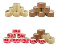 BARGAIN FACTORY - Packaging Tape - (48mm X 66mm) - Heavy Duty - Strong - Sealing for Parcel - Postal bags - Long Term Storage - Secure Sticky (Mix, 24 Roll)