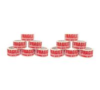 BARGAIN FACTORY - Packaging Tape - (48mm X 66mm) - Heavy Duty - Strong - Sealing for Parcel - Postal bags - Long Term Storage - Secure Sticky (Fragile, 12 Roll)