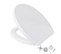 BARGAIN FACTORY Soft Close Toilet Seat with Quick Release, Easy Cleaning and Top Fixing, Adjustable Hinges, Standard Toilet Seat, White - Oval Shape