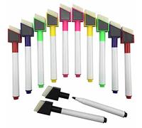 BARGAIN FACTORY Whiteboard Markers, 12 Pieces Whiteboard Pens and Eraser set, Fine Tip Color Whiteboard Pen for All Ages