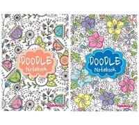 Bargain Gateway BG Lined Doodle Colouring Note Books, A5 Size Assorted Designs - Set of 2