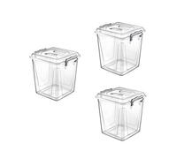 Bargain House 11 Litre storage box Air tight Plastic Pantry Box Transparent with Clip Handle, BPA Free, Kitchen Storage Containers for Food, Flour, Biscuits, Pet Food, Flour, Baking items (Pack of 3)