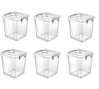 Bargain House 11 Litre storage box Air tight Plastic Pantry Box Transparent with Clip Handle, BPA Free, Kitchen Storage Containers for Food, Flour, Biscuits, Pet Food, Flour, Baking items (Pack of 6)