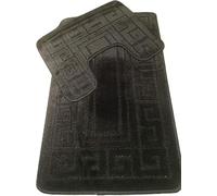Bargain House 2-Piece Non-Slip Bath Mat & Toilet Pedestal Set - Soft, Machine Washable Bathroom Rug Set, Anti-Skid Absorbent Mats for Bathroom Floor, Shower, and Toilet (Black)