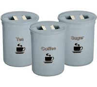 Bargain House - 3-Piece Tea, Coffee, Sugar Canister Set - Elegant 850ml Plastic Airtight Storage Jars - Durable Construction - Round Containers with Lid - Kitchen Essential - Food Preservation - Blue