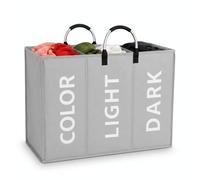 Bargain House 3-Section Collapsible Laundry Bag, Light Grey