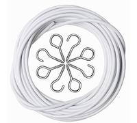 Bargain House 5m White Plastic & Metal Curtain Wire Set with 6 Hooks & Eyes - Perfect for Net Curtains, Voiles & Lightweight Drapery
