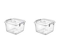 Bargain House 6 Litre storage box Air tight Plastic Pantry Box Transparent with Clip Handle, BPA Free, Kitchen Storage Containers for Food, Flour, Biscuits, Pet Food, Flour, Baking items (Pack of 2)