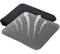 Bargain House Gel Seat Cushion for Long Sitting - Large Honeycomb Gel Cushion with Non-Slip Covers - Breathable, Pressure Relief for Coccyx, Back & Hip Pain - Office, Home Chair, gaming chair (Grey)