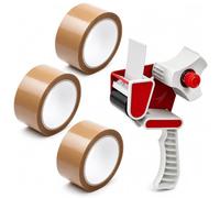 Bargain House Heavy Duty Packing Tape with Dispenser, Brown 3 Pack