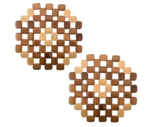 Bargain House Placemats - Bamboo Placemats Octagon - Heat Pad Insulation - Dining Table Mats - Wood Table Placemat - Non-Slip Sturdy Mats - Heavy Duty - Sturdy & Durable (Pack of 2)