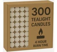 Bargain House Unscented Tea Lights,4 Hour Burn Time (3.8cm D x 1.8cm H),Smoke-Free,Clean Bright Flame - Long-Lasting Wax Tealight Candles, Ideal for Weddings,Home Décor,Aromatherapy (Pack of 300)