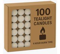 Bargain House Unscented Tea Lights,4 Hour Burn Time (3.8cm D x 1.8cm H),Smoke-Free,Clean Bright Flame - Long-Lasting Wax Tealight Candles, Ideal for Weddings,Home Décor,Aromatherapy (Pack of 100)