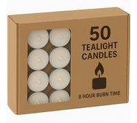 Bargain House Unscented Tea Lights,8 Hour Burn Time (3.8cm D x 1.8cm H),Smoke-Free,Clean Bright Flame - Long-Lasting Wax Tealight Candles, Ideal for Weddings,Home Décor,Aromatherapy (Pack of 50)