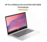 HP Chromebook 14a-nf0002na Intel® N N100 35.6 cm (14") HD 4 GB LPDDR5-SDRAM 128 GB eUFS Wi-Fi 6E (802.11ax) ChromeOS Grey