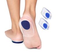 Bargain Wells Gel Heel Inserts (1 Pair) - TPE Silicone-Like Shoe Cushion Pads for Heel Comfort, Shock Absorption & Support - Clear with Red or Blue Heel - Small or Large (Blue, Large UK 9-13)