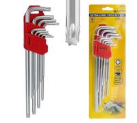 BARGAINGALORE 9Pc Extra Long Torx Key Set - Heavy Duty L Shape Hard Steel Security Spanners Tool | Multi Purpose, Household DIY Alan Keys Strong & Durable, Set of 9
