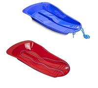 BARGAINGALORE KIDS ADULTS LARGE HEAVY DUTY SNOW SLEDGE DELTA SLEIGH ROPE PLASTIC SKI XMAS NEW (2 X BLUE)
