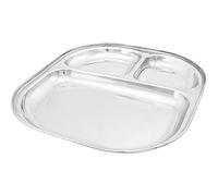 BARGAINGALORE New Set of 2 Stainless Steel PAV BHAJI Plate 3 COMPARTMENTS Food Lunch Dinner