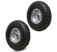 Bargains Crown 2 Pack 10 Inch Pneumatic Sack Truck Wheels Replacement Tyres Heavy Duty Wheelbarrow Trolley Cart Wheels with Metal Rim 4.10/3.50-4 Air Filled Tyres