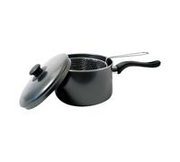 Bargains Crown 20cm Chip Pan with Lid and Wire Basket Deep Frying Pan Carbon Steel Fryer Pot for Chips Fries Suitable for Gas Electric Solid Hotplates