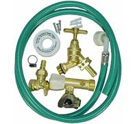 Bargains Crown Outdoor Garden Tap Kit Solid Brass Hose Bib Tap Set Outside Tap Kit with Union Nut Flanged Insert Rubber Washer Quick Connector Screws Wall Plugs Weather Resistant