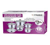 BARGAINS-GALORE 12pc Cookware Set Saucepan Frying Pan & Casserole Non Stick Cookware in Silver BARGAINS-GALORE Silver