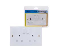 BARGAINS-GALORE 13amp Socket Double Switch USB Plug 2 Gang Power Electric Wall White BARGAINS-GALORE White